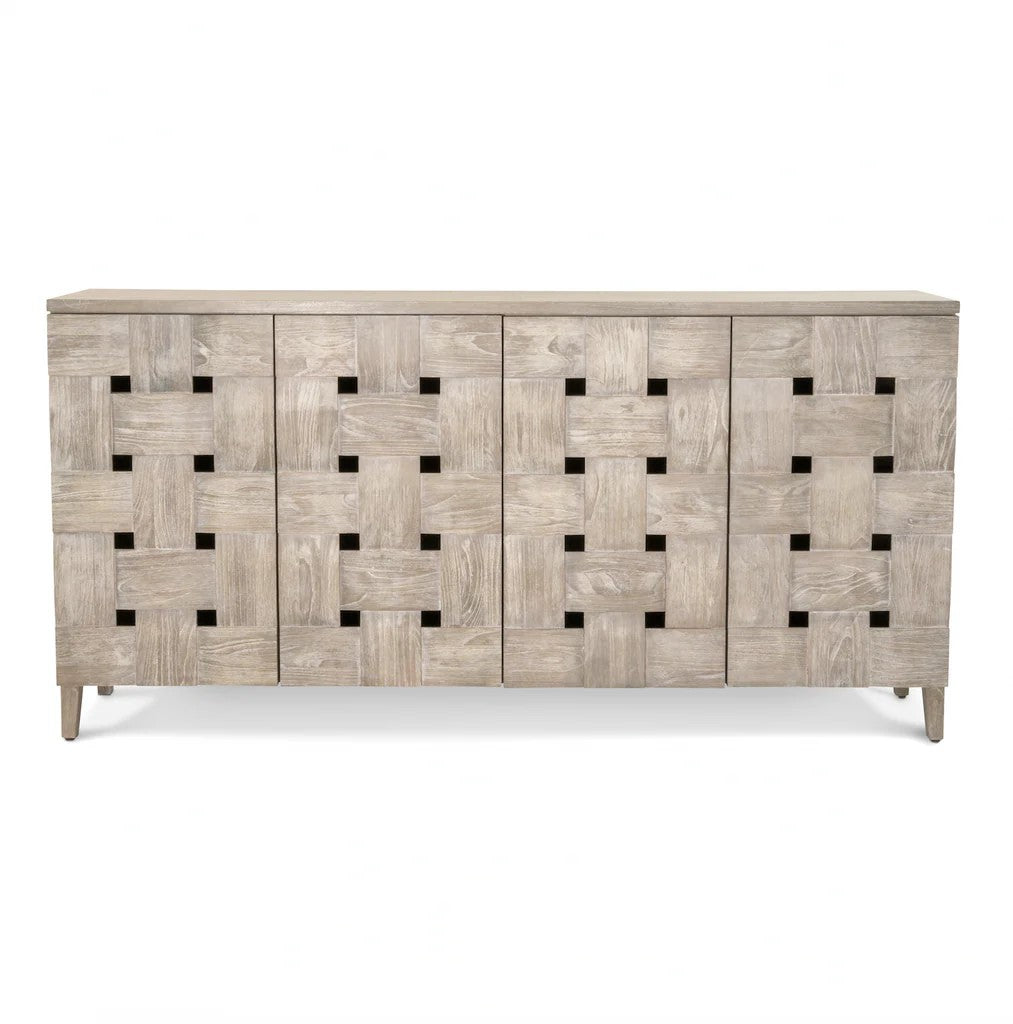 Sea Winds - Wooden Weave 4-Door Credenza with Soft Close Doors