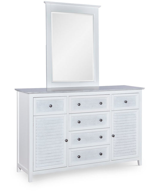 High Tide - 6 Drawer/2 Door Dresser & Mirror in Chalk & White