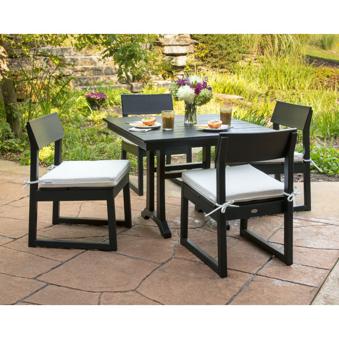 Polywood - EDGE 5-Piece Farmhouse Trestle Side Chair Dining Set - FREE SHIPPING