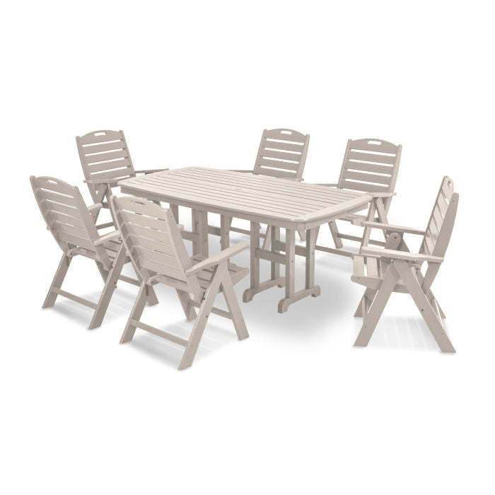 POLYWOOD Nautical Folding Highback Chair 7-Piece Dining Set FREE SHIPPING