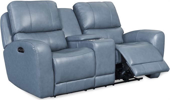 Leather Italia - Bel Air P2 Console Loveseat in Blue