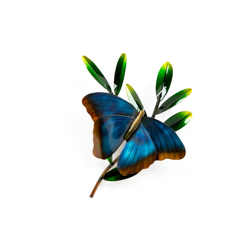 COPPER ART - BLUE MORPHO ON BRANCH