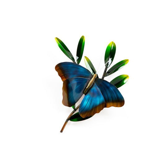 COPPER ART - BLUE MORPHO ON BRANCH