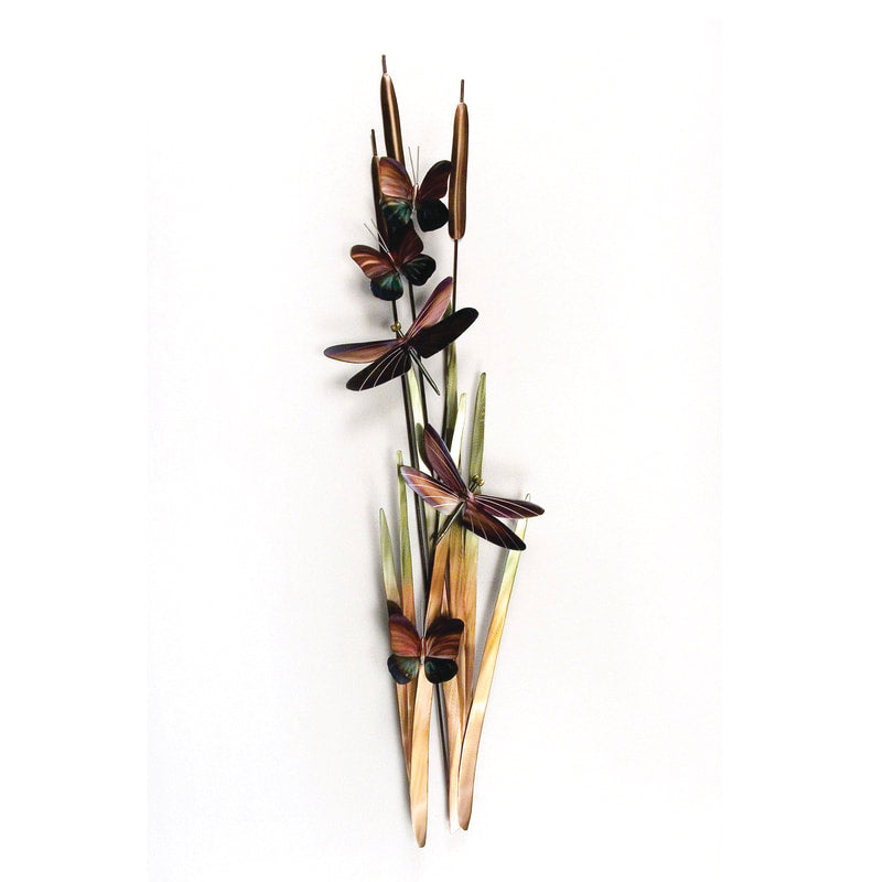 COPPER ART - DRAGONFLIES & CATTAILS LARGE