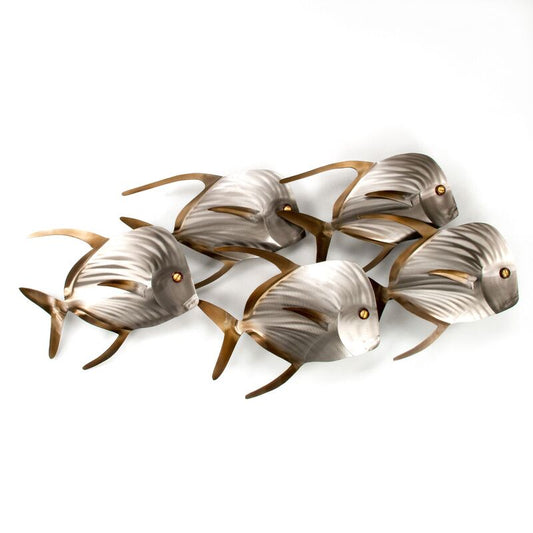 COPPER ART - LOOKDOWN FISH SCHOOL OF 5 FACE RIGHT