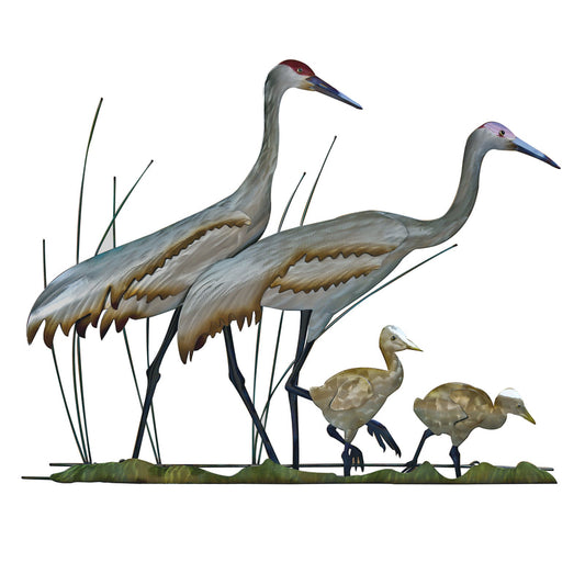 COPPER ART - SANDHILL CRANES FAMILY
