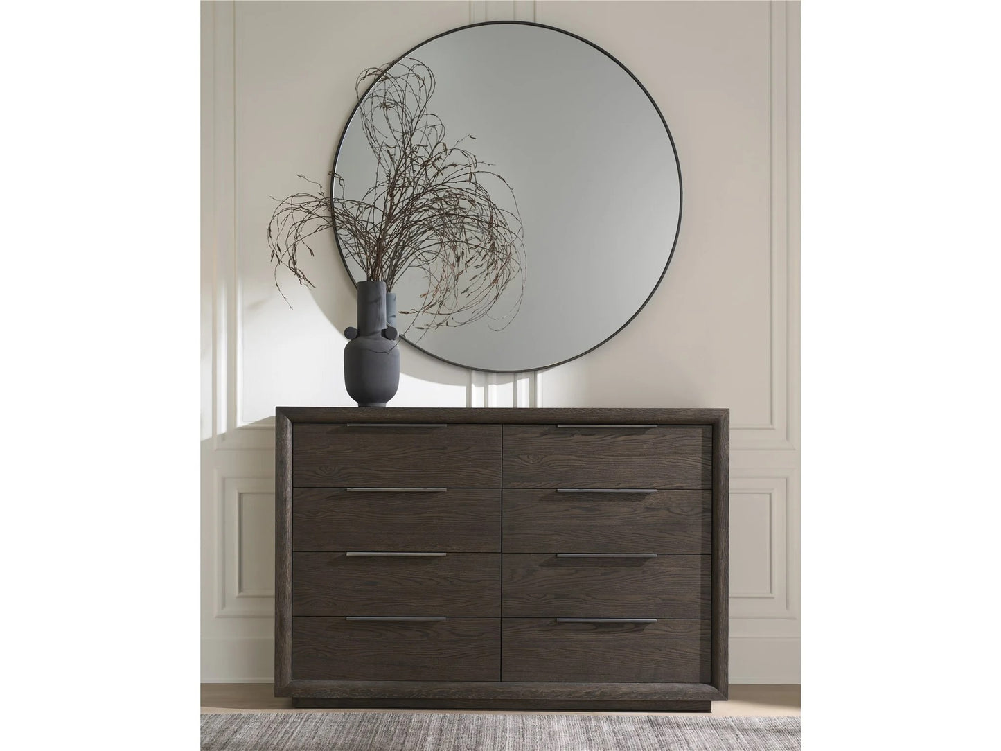 Universal - Sable & Desert-Modern Round Accent Mirror