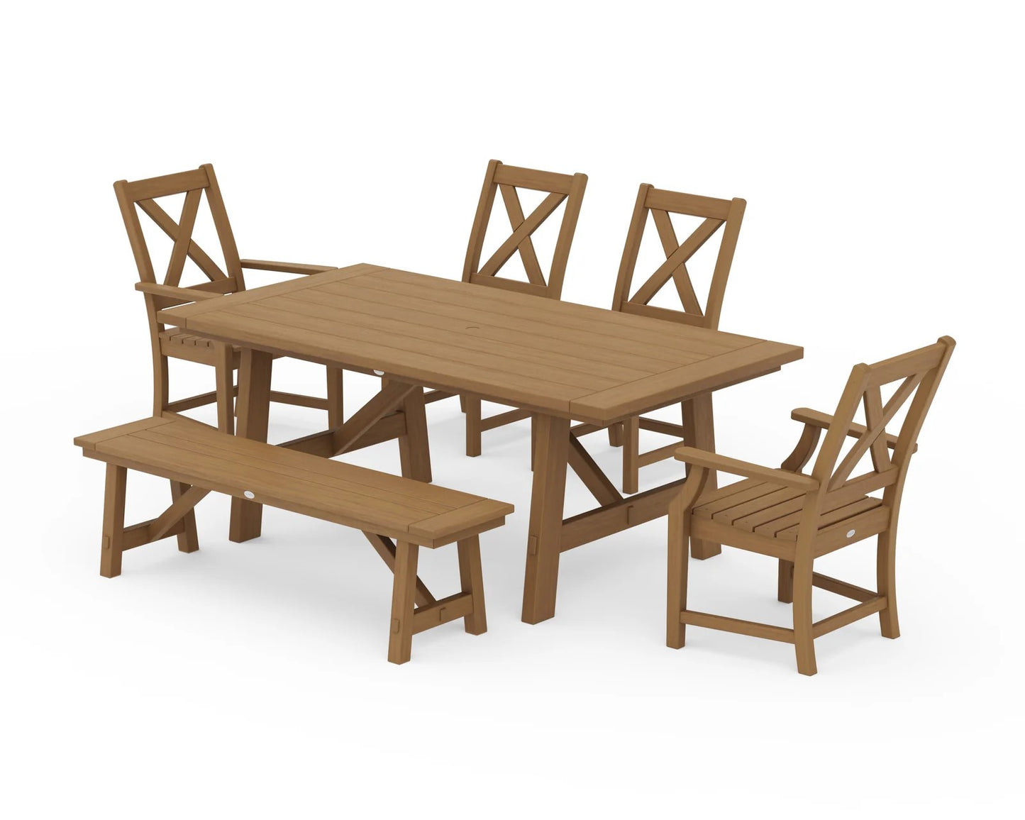 Polywood - Braxton 6-Piece Rustic Farmhouse Arm Chair Dining Set with Bench - FREE SHIPPING