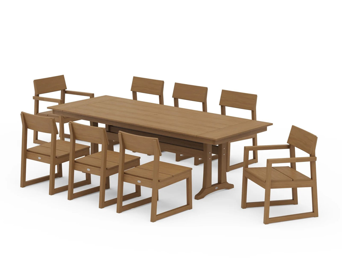 Polywood - Edge 9-Piece Farmhouse Dining Set with Trestle Legs - FREE SHIPPING