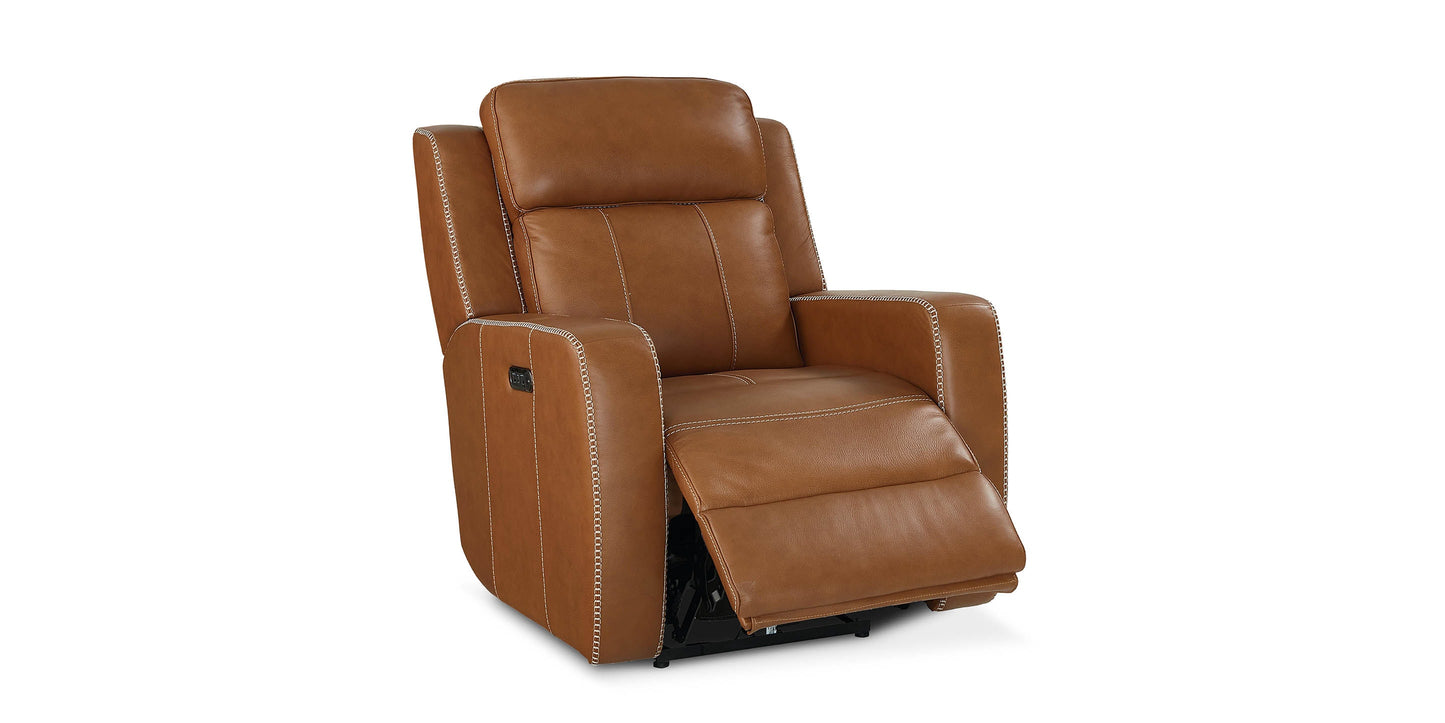 Bassett Club Level Norwood Leather Zero Gravity Power Glider Recliner — Bassett manufacturer gallery — Norwood Tan — Glider Recliner w/Power