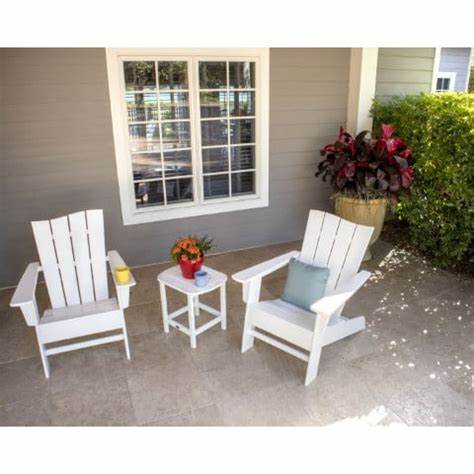Polywood - Wave 3-Piece Adirondack Chair Set with The Crest Chairs in Vintage Finish - FREE SHIPPING
