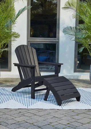Ashley Express - Sundown Treasure Outdoor Adirondack Chair and Ottoman Black