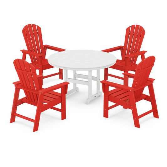 POLYWOOD - South Beach 5-Piece Round Farmhouse Dining Set - FREE SHIPPING