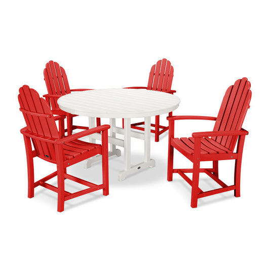 POLYWOOD - Classic Adirondack 5-Piece Round Farmhouse Dining Set - FREE SHIPPING