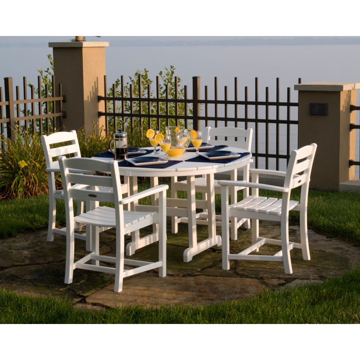 Polywood - La Casa Café 5-Piece Round Farmhouse Dining Set - FREE SHIPPING