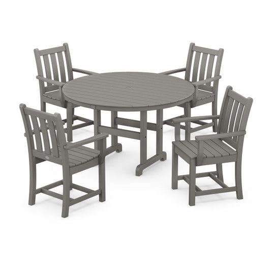 Polywood - Traditional Garden 5-Piece Round Farmhouse Dining Set - FREE SHIPPING