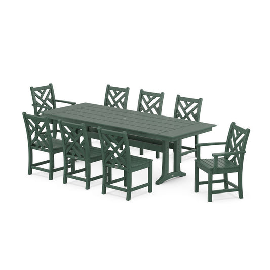 POLYWOOD - Chippendale 9-Piece Farmhouse Dining Set with Trestle Legs - FREE SHIPPING