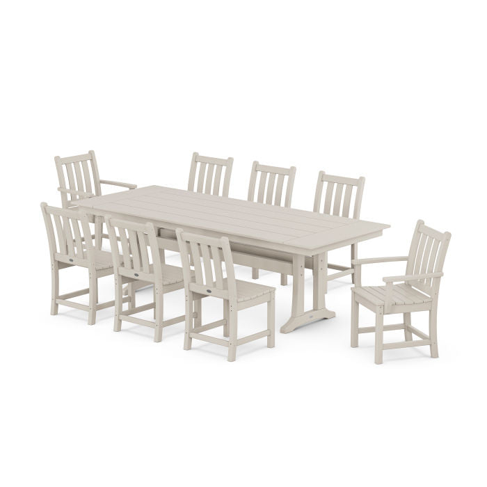 POLYWOOD Traditional Garden 9-Piece Farmhouse Dining Set with Trestle Legs FREE SHIPPING