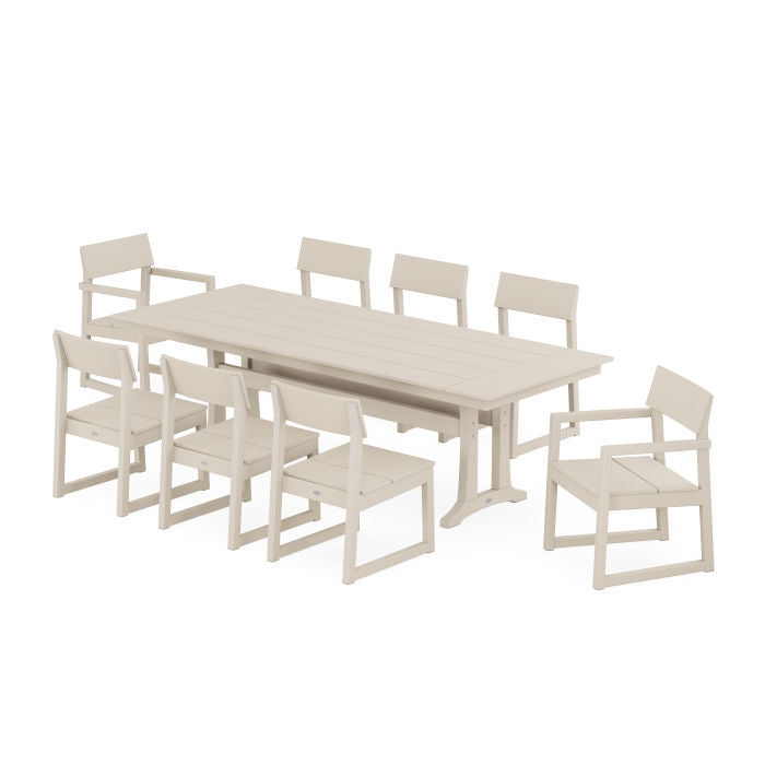 POLYWOOD Edge 9-Piece Farmhouse Dining Set with Trestle Legs FREE SHIPPING
