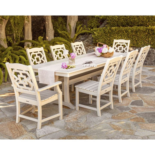 POLYWOOD Chinoiserie 9-Piece Dining Set with Trestle Legs - FREE SHIPPING
