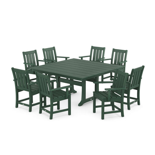 POLYWOOD Oxford 9-Piece Square Farmhouse Dining Set with Trestle Legs FREE SHIPPING