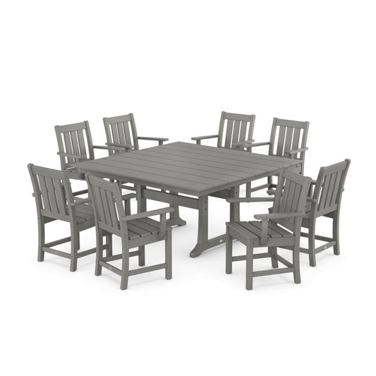Polywood - Oxford 9-Piece Square Farmhouse Dining Set with Trestle Legs - FREE SHIPPING
