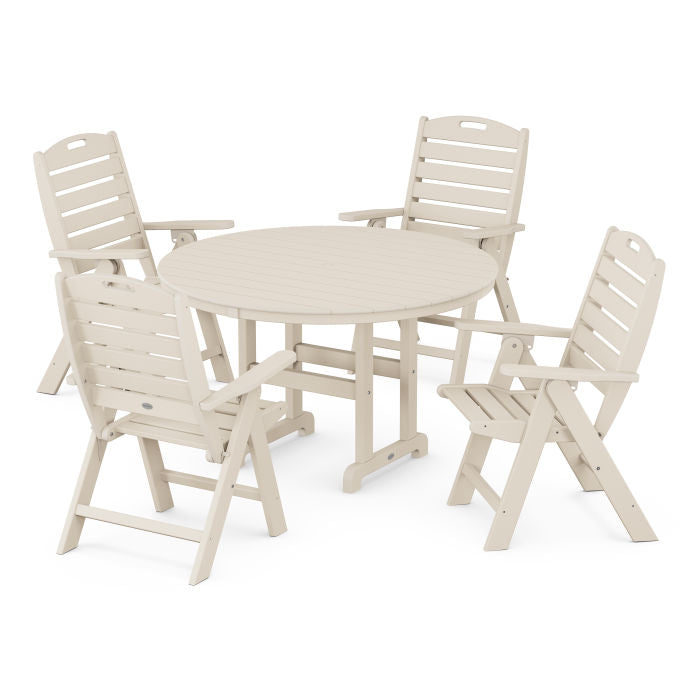 POLYWOOD Nautical Folding Chair 5-Piece Round Farmhouse Dining Set FREE SHIPPING