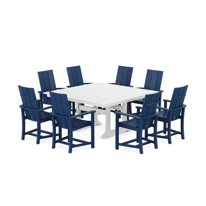 POLYWOOD Modern Adirondack 9-Piece Farmhouse Trestle Dining Set FREE SHIPPING