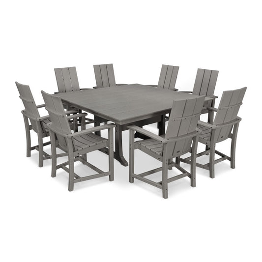 Polywood - Modern Adirondack 9-Piece Farmhouse Trestle Dining Set - FREE SHIPPING
