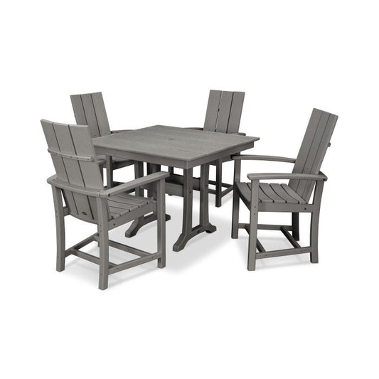 Polywood - Modern Adirondack 5-Piece Farmhouse Trestle Dining Set - FREE SHIPPING