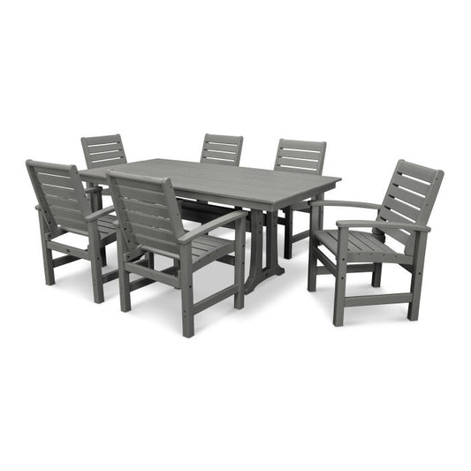 Polywood - Signature 7-Piece Farmhouse Dining Set with Trestle Legs - FREE SHIPPING
