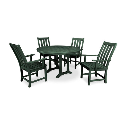 POLYWOOD - Vineyard 5-Piece Round Dining Set with Trestle Legs - FREE SHIPPING