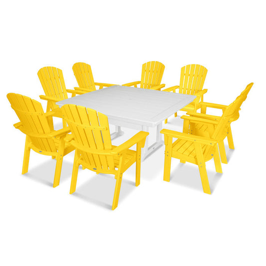 POLYWOOD - Nautical Adirondack 9-Piece Trestle Dining Set - FREE SHIPPING