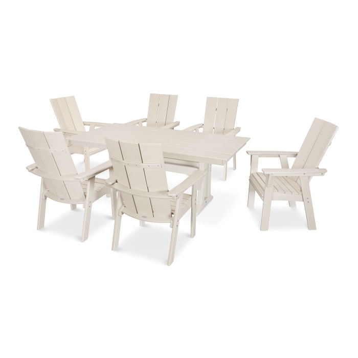 POLYWOOD Modern Curve back Adirondack 7-Piece Farmhouse Dining Set with Trestle Legs FREE SHIPPING