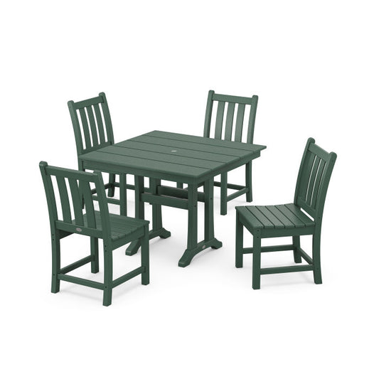 POLYWOOD - Traditional Garden 5-Piece Farmhouse Trestle Dining Set - FREE SHIPPING