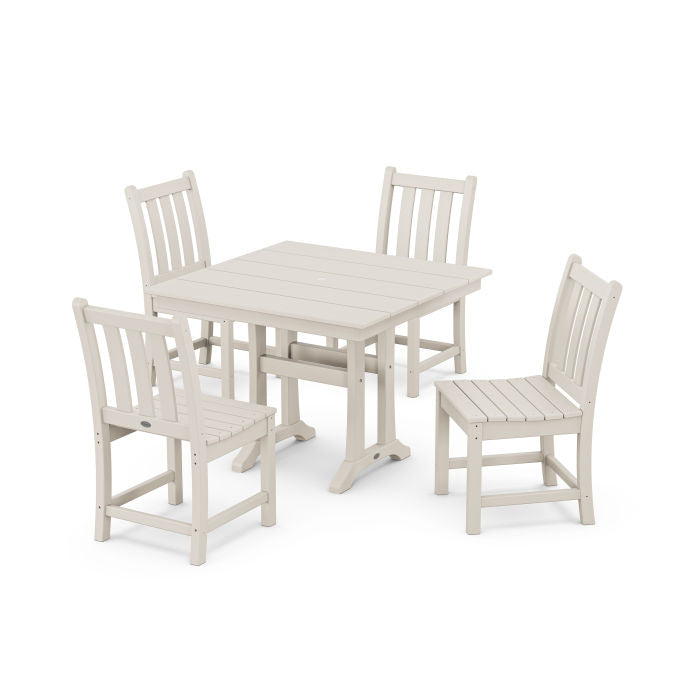 POLYWOOD Traditional Garden 5-Piece Farmhouse Trestle Dining Set FREE SHIPPING