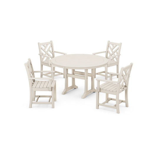 Polywood - Chippendale 5-Piece Nautical Trestle Dining Arm Chair Set - FREE SHIPPING