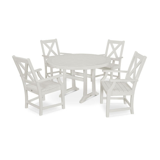 Polywood - Braxton 5-Piece Nautical Trestle Arm Chair Dining Set - FREE SHIPPING