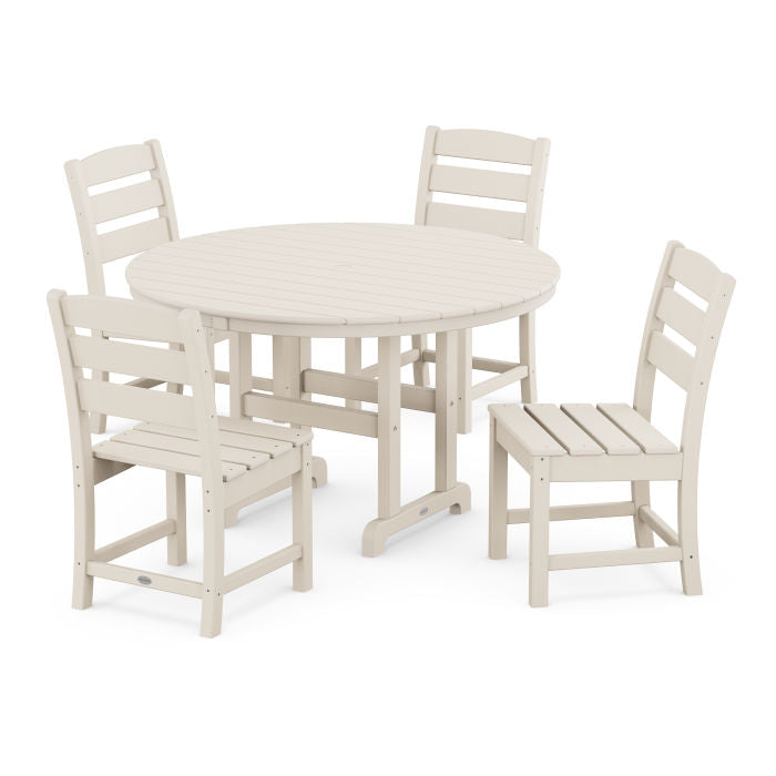 POLYWOOD Lakeside 5-Piece Round Farmhouse Side Chair Dining Set FREE SHIPPING