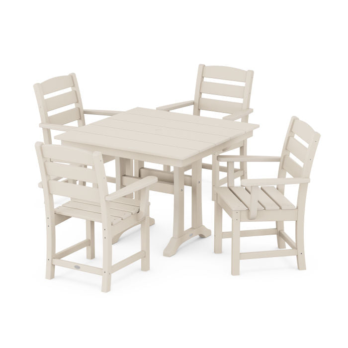 POLYWOOD Lakeside 5-Piece Farmhouse Trestle Arm Chair Dining Set FREE SHIPPING