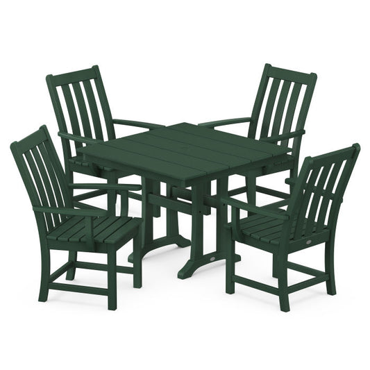 POLYWOOD - Vineyard 5-Piece Farmhouse Trestle Arm Chair Dining Set - FREE SHIPPING