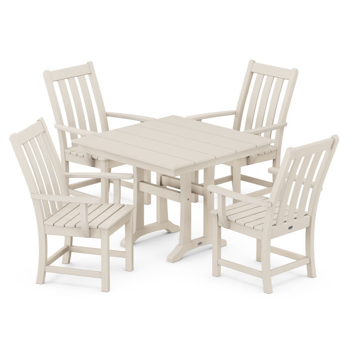 POLYWOOD Vineyard 5-Piece Farmhouse Trestle Armchair Dining Set FREE SHIPPING