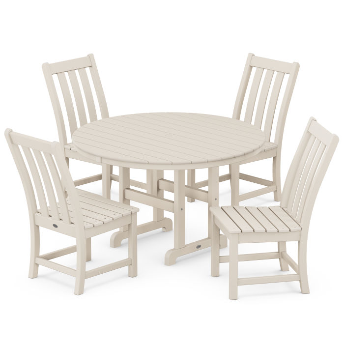 POLYWOOD Vineyard 5-Piece Round Farmhouse Side Chair Dining Set FREE SHIPPING