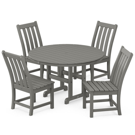 Polywood - Vineyard 5-Piece Round Farmhouse Side Chair Dining Set - FREE SHIPPING
