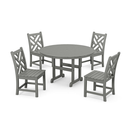 Polywood - Chippendale 5-Piece Round Farmhouse Side Chair Dining Set - FREE SHIPPING