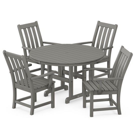 Polywood - Vineyard 5-Piece Round Farmhouse Dining Set - FREE SHIPPING