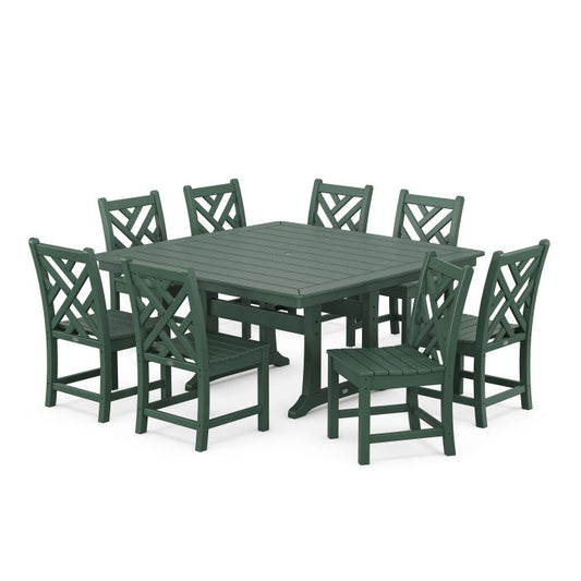 POLYWOOD - Chippendale 9-Piece Nautical Trestle Dining Set - FREE SHIPPING