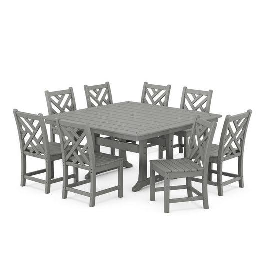 Polywood - Chippendale 9-Piece Nautical Trestle Dining Set - FREE SHIPPING
