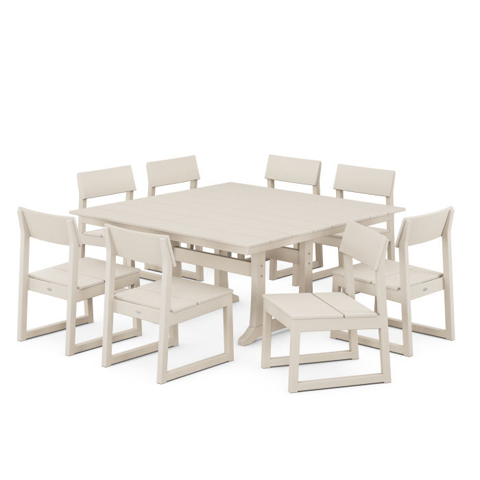 POLYWOOD EDGE 9-Piece Farmhouse Trestle Dining Set FREE SHIPPING