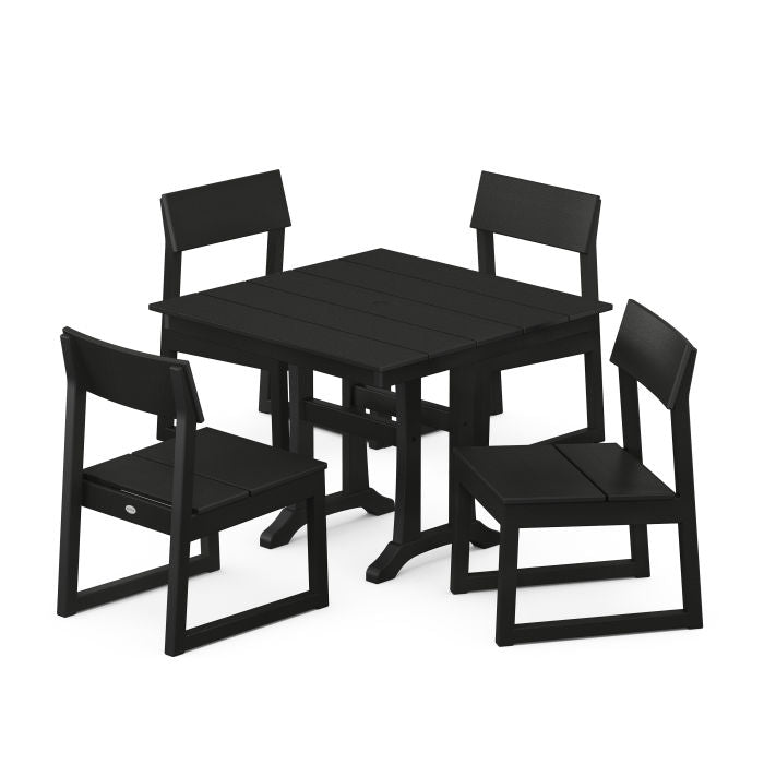 POLYWOOD EDGE 5-Piece Farmhouse Trestle Side Chair Dining Set FREE SHIPPING